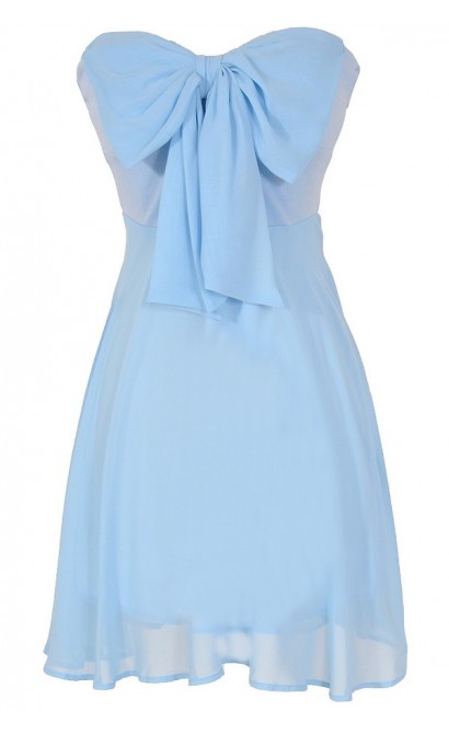 Oversized Bow Chiffon Dress in Sky Blue